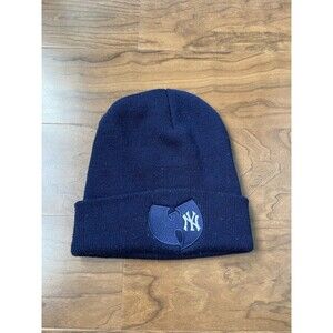 Wu-Tang Classic WU Logo New York Yankees Cotton Cuffed Beanie Embroidered Navy